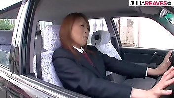 Female Tokyo taxi driver squirts in her own taxi